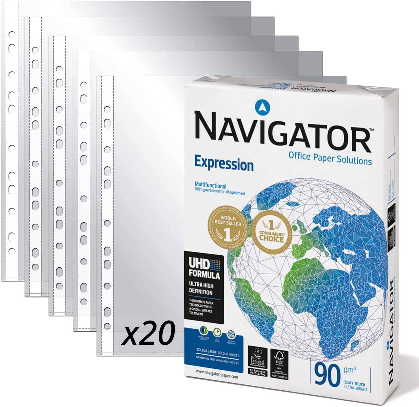 MEDEL OFFICE - Venta al por mayor Carpetas - Pack Paquete de 500 Folios Navigator Universal A4 90gr0