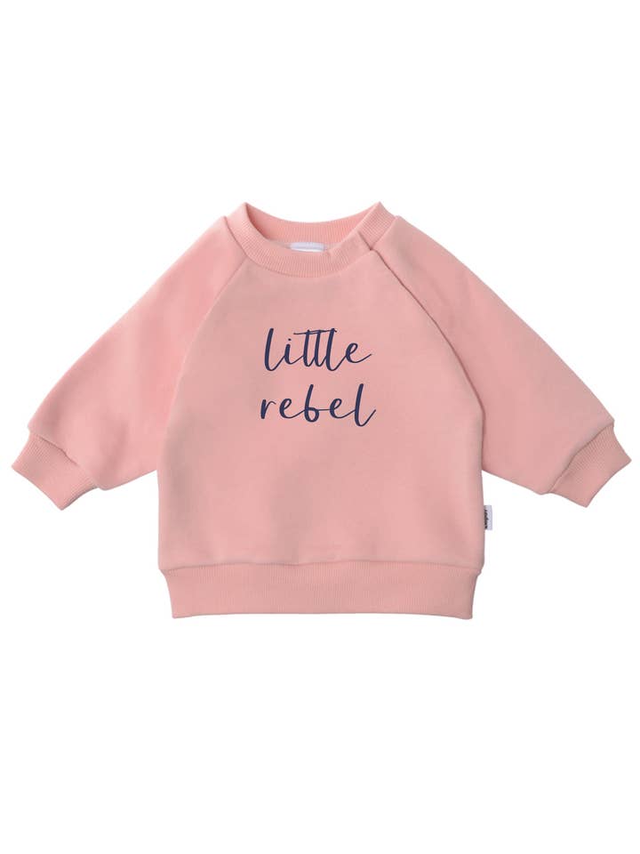 Sweatshirt in dusty pink with "little rebel" print for wholesale by Liliput