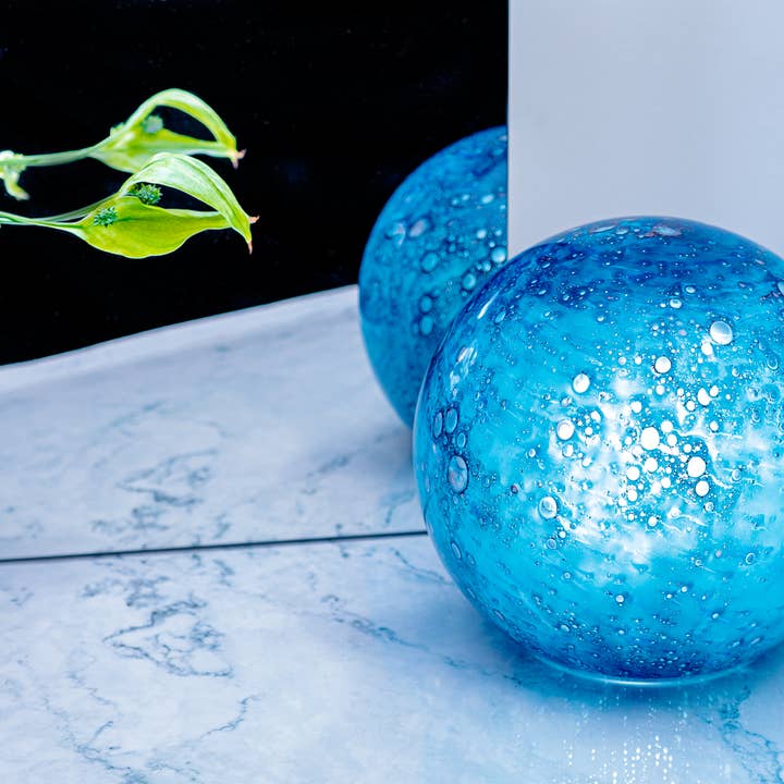 Blue Underworld | Glass Table Lamp| 18cm Round for wholesale by L. GLOW Home