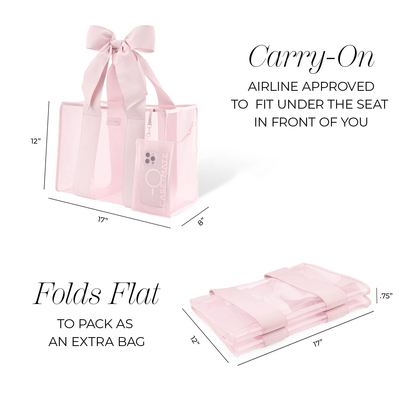 Case-Mate - Wholesale Tote Bag - Women's - Case-Mate Ballet Pink Bow Jelly Tote Bag11