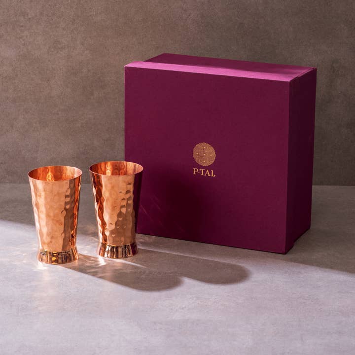 Kopparglas, set om 2 i presentförpackning för wholesale av P-TAL