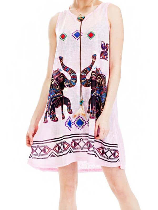 Elephant and Geometric Printed Dress Top for wholesale by Cap Zone