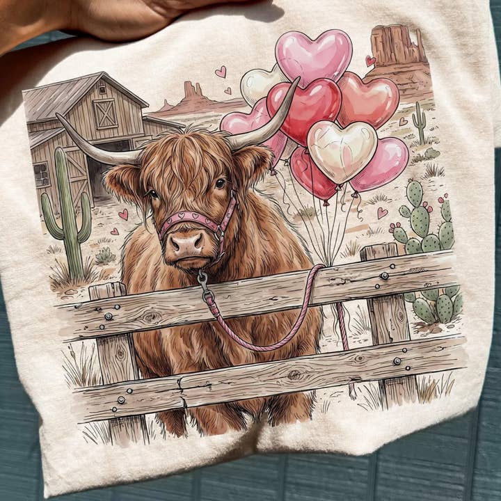 Valentijns hooglandkoe t-shirt voor wholesale door StricklandDesignCo