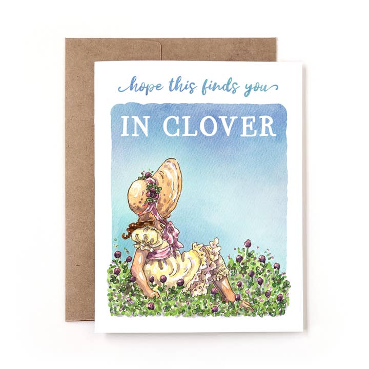 I Kløver Finurlig Akvarel Blomster Vintage Kyse Kort for engroshandel hos Nettles & Lace Paper Co.