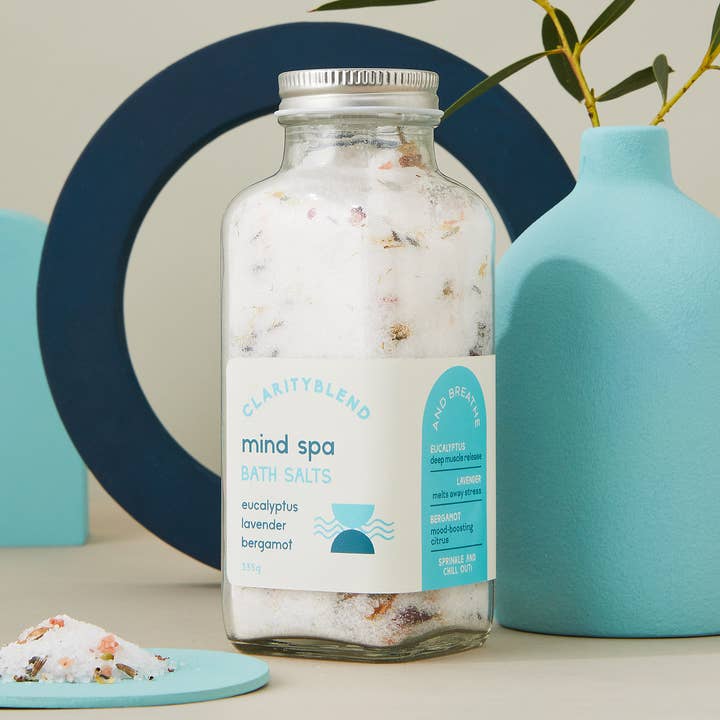 Sels de bain aromathérapie Mind Spa™ pour la vente par Clarity Blend Aromatherapy