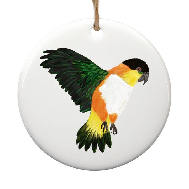 Black Headed Caique Ceramic Ornament for wholesale by MerikaArt
