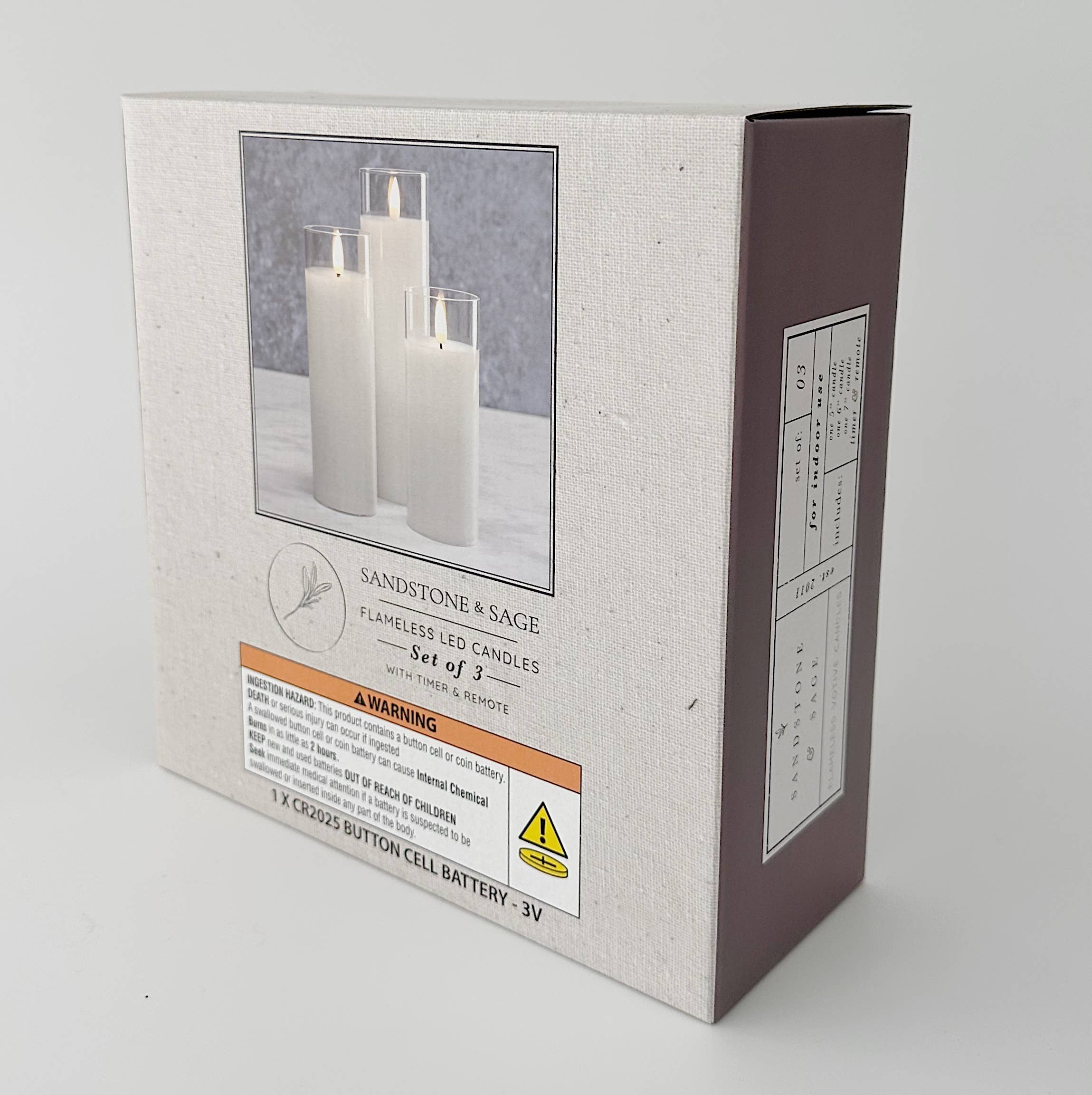 Sandstone & Sage – Großhandel Flammenlose Kerze – Weißes, flammenloses LED-Glaskerzenset (3er-Set) - mit Fernbedienung und Timer7