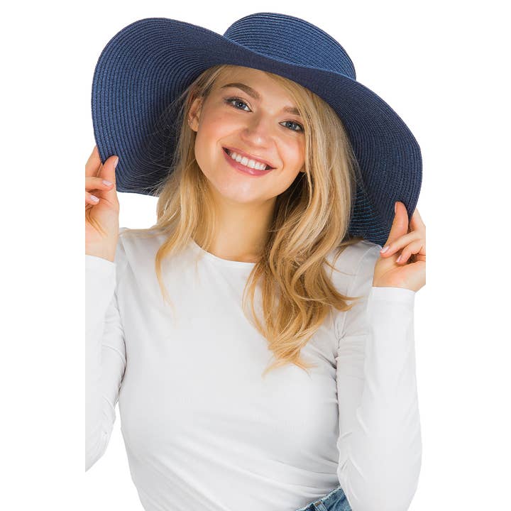 Cap Zone - Venta al por mayor Sombrero de paja - Mujer - Sombrero de sol de paja con tejido apretado, color sólido y ala ancha flexible42