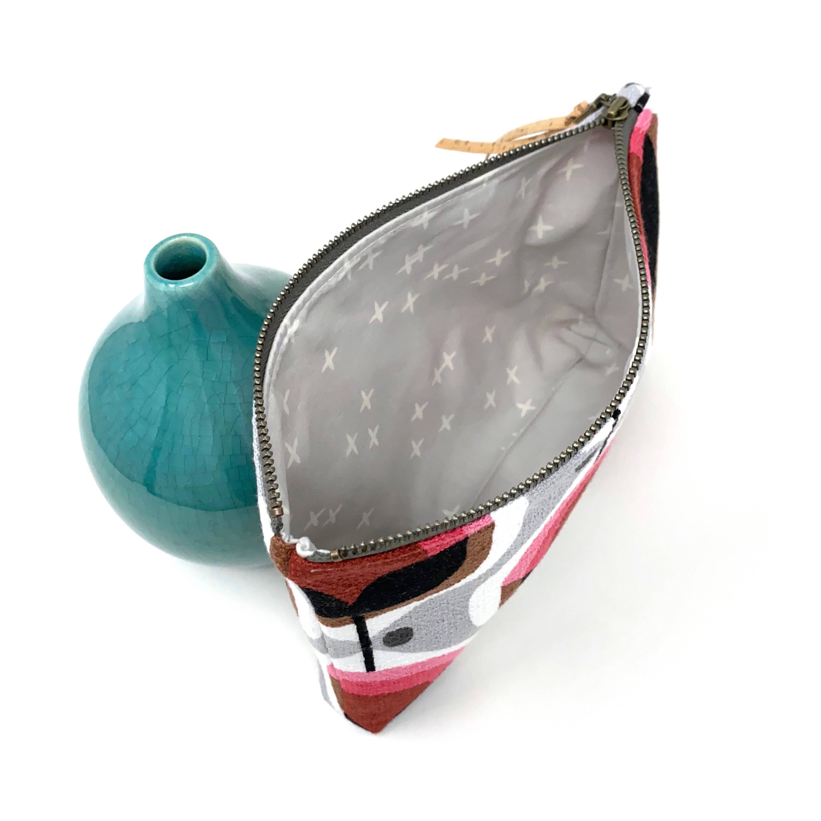 mmb by hand - Vente Pochette – femme - Pochette zippée fine bio Geo Floral Pink4