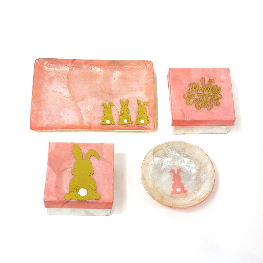 Dekorasyon Gifts  Decor - Vente Assiettes/plats/bols de décoration - Bol Mini Capiz de 3 po avec nez de lapin2