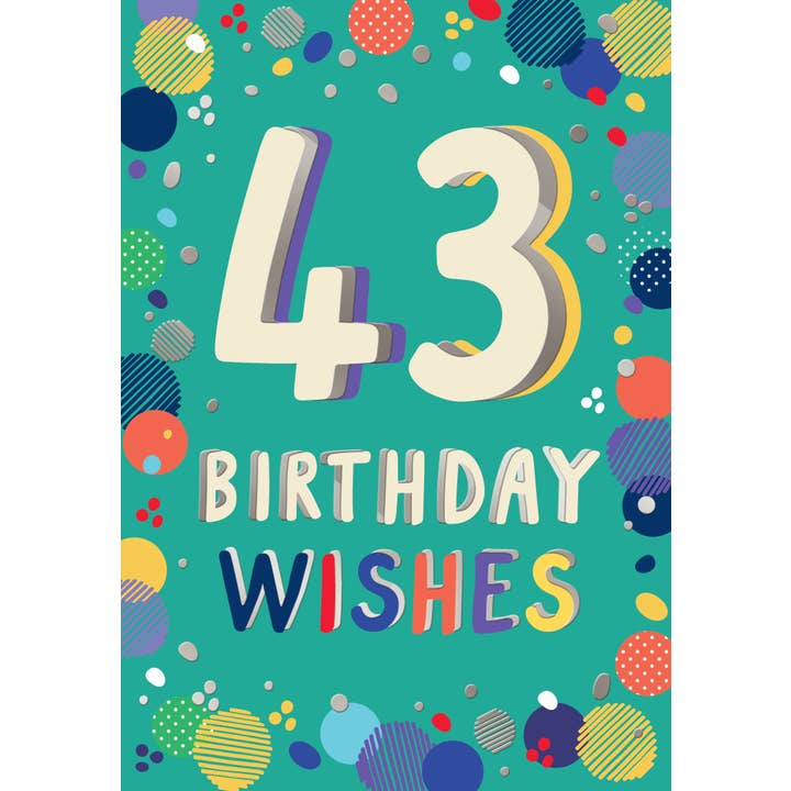 Piccadilly Greetings - Wholesale Birthday Card - Milestone Age Birthday Card, Age 43, Age 43