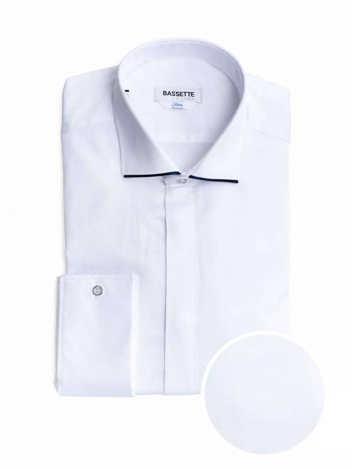 762-2 GALA Vivo Structure Vit Skjorta för wholesale av BASSETTE