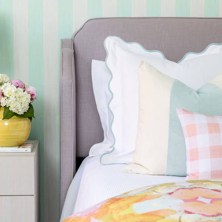 Laura Park Designs - Wholesale Bedding Pillowcase/Sham - Scalloped Sham, Blue / White