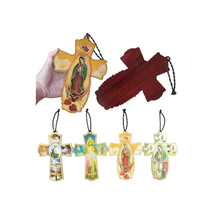 ASSORTED Catholic Wood Wall Cross Crucifix for wholesale on Faire