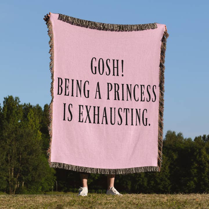 3dRose - Wholesale Throw Blanket - 3dRose, Gosh, being a princess is exhausting, black letters on pink background, Blanket1