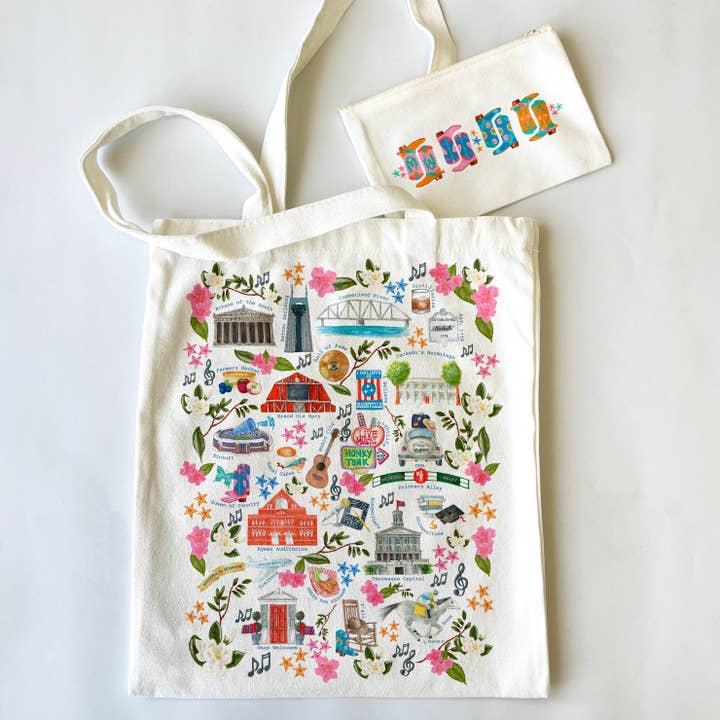 Nashville Themed Tote Bag & Pouch Set for wholesale by Dishique