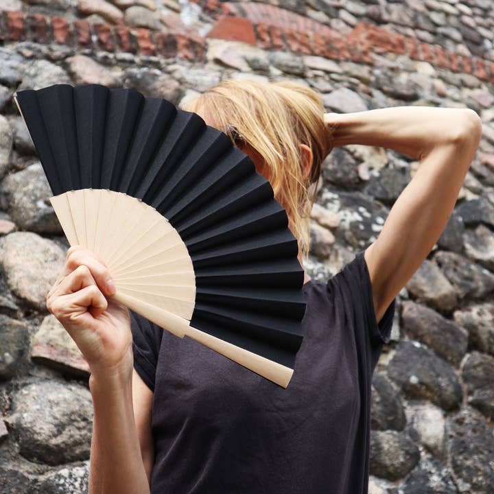 Tribal Trade GmbH - Wholesale Handheld Folding Fan - Wedel fan foldable fan hand fan black6