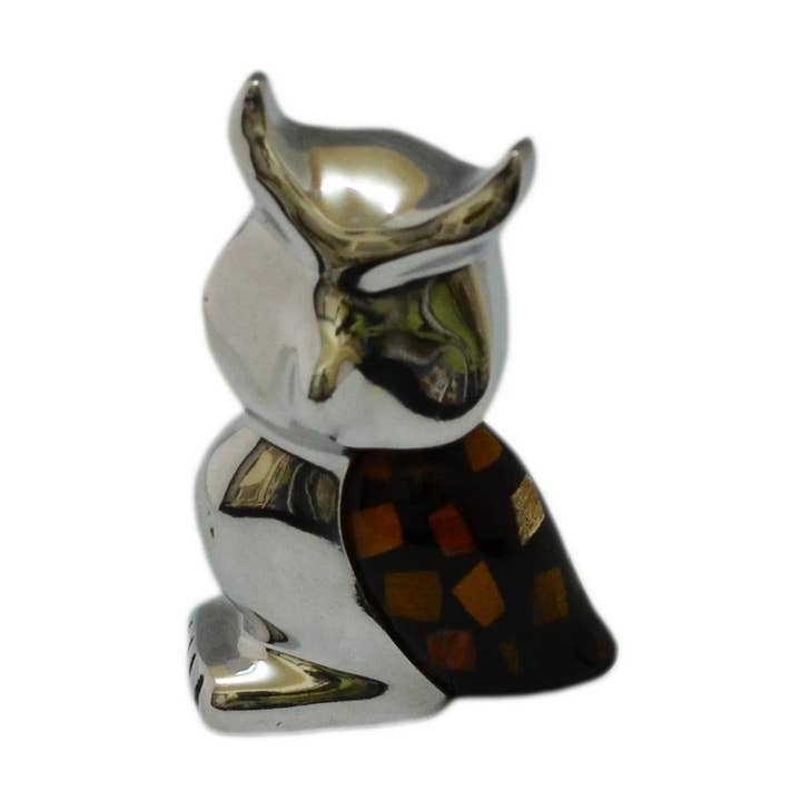 Ugle Mini Figur Håndlavet i Recycled Aluminium for engroshandel hos Handcrafted Gift