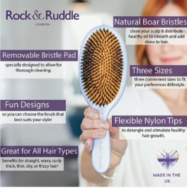 Rock & Ruddle – wholesale Hair brush/comb – Detangling Boar Bristle Hairbrush Rose Gold3