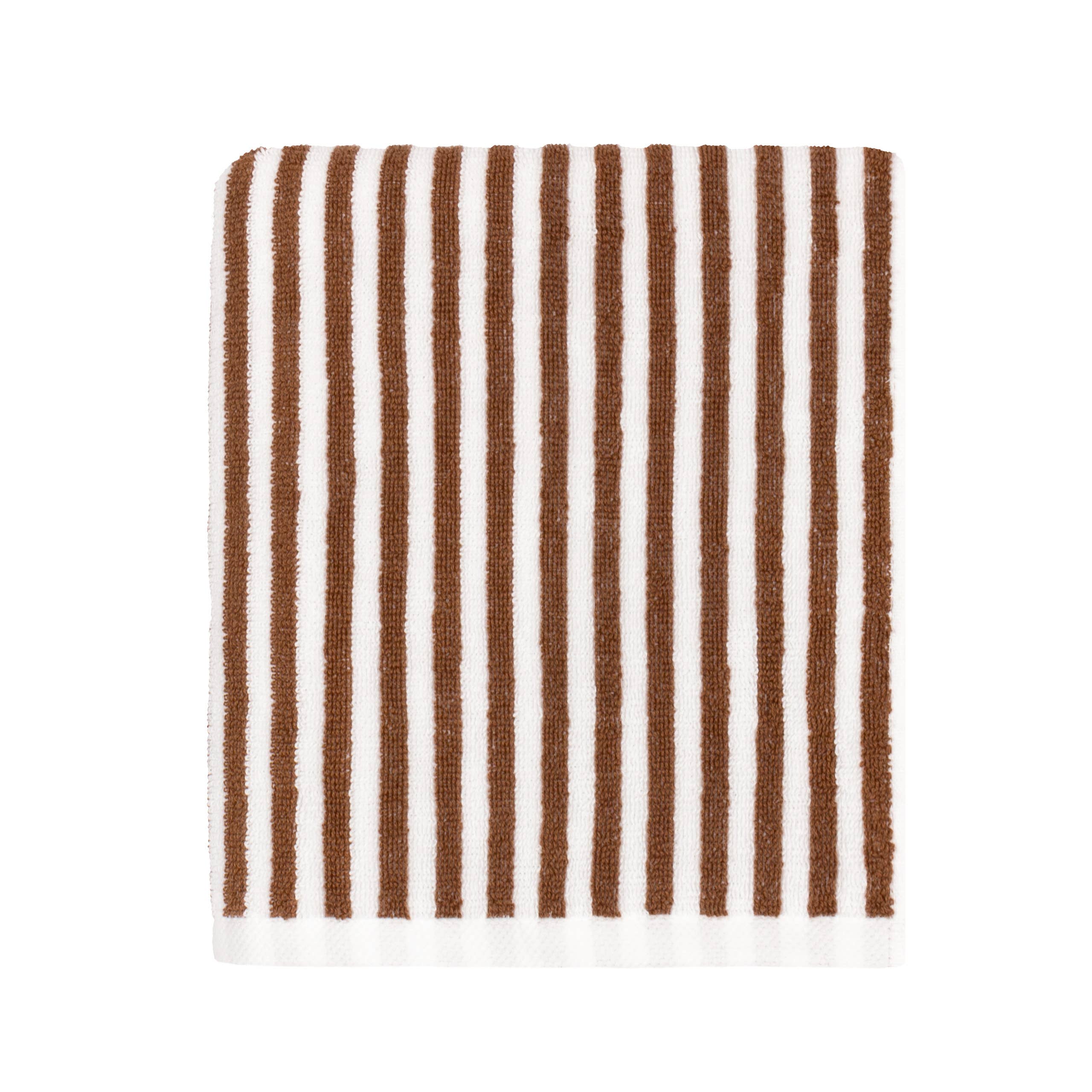 Hebden Striped Cotton Towels Pecan for wholesale on Faire1