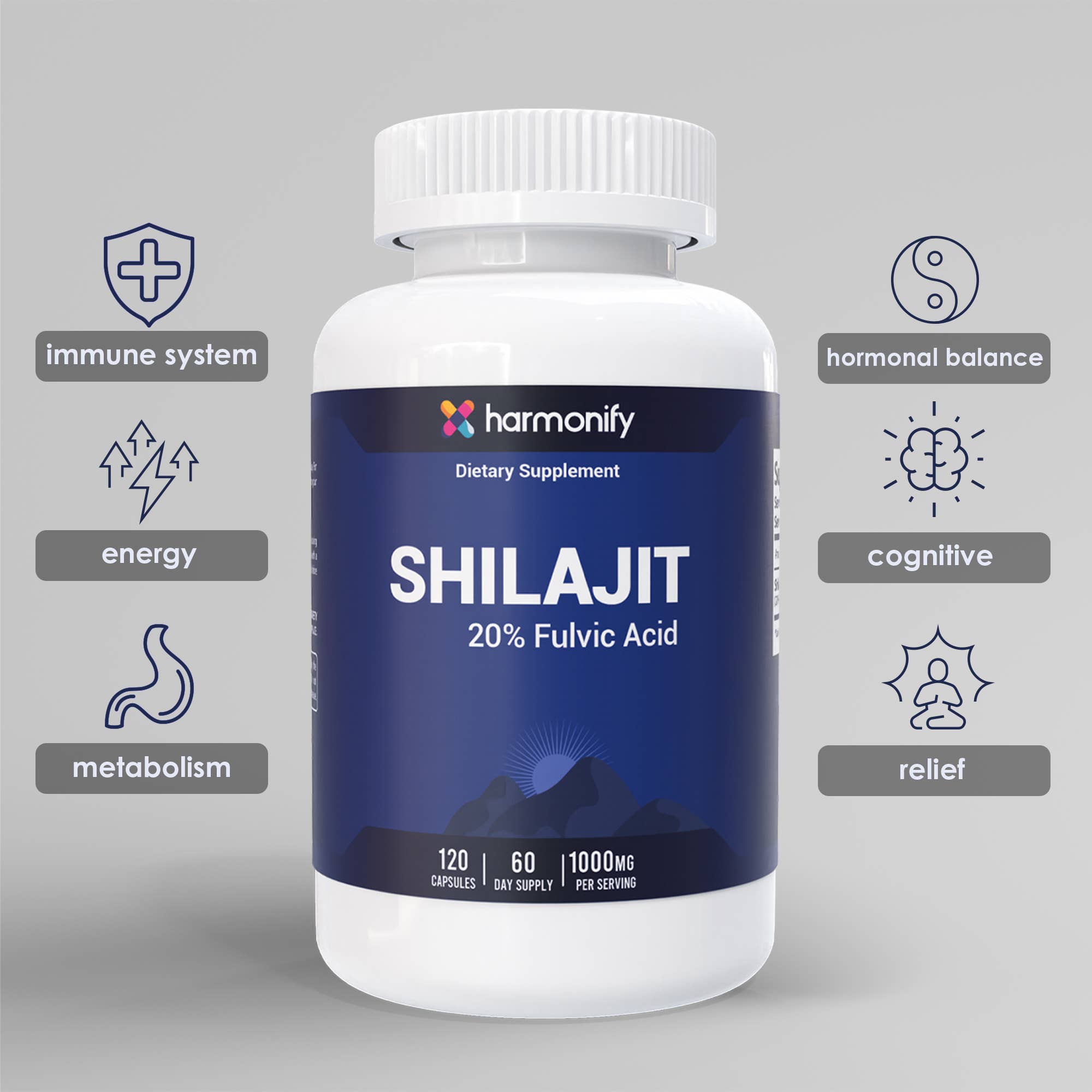 HARMONIFY – Engroshandel Kosttilskud og vitaminer – HARMONIFY Shilajit – 1000 mg med 20 % Fulvosyre – 120 kapsler3