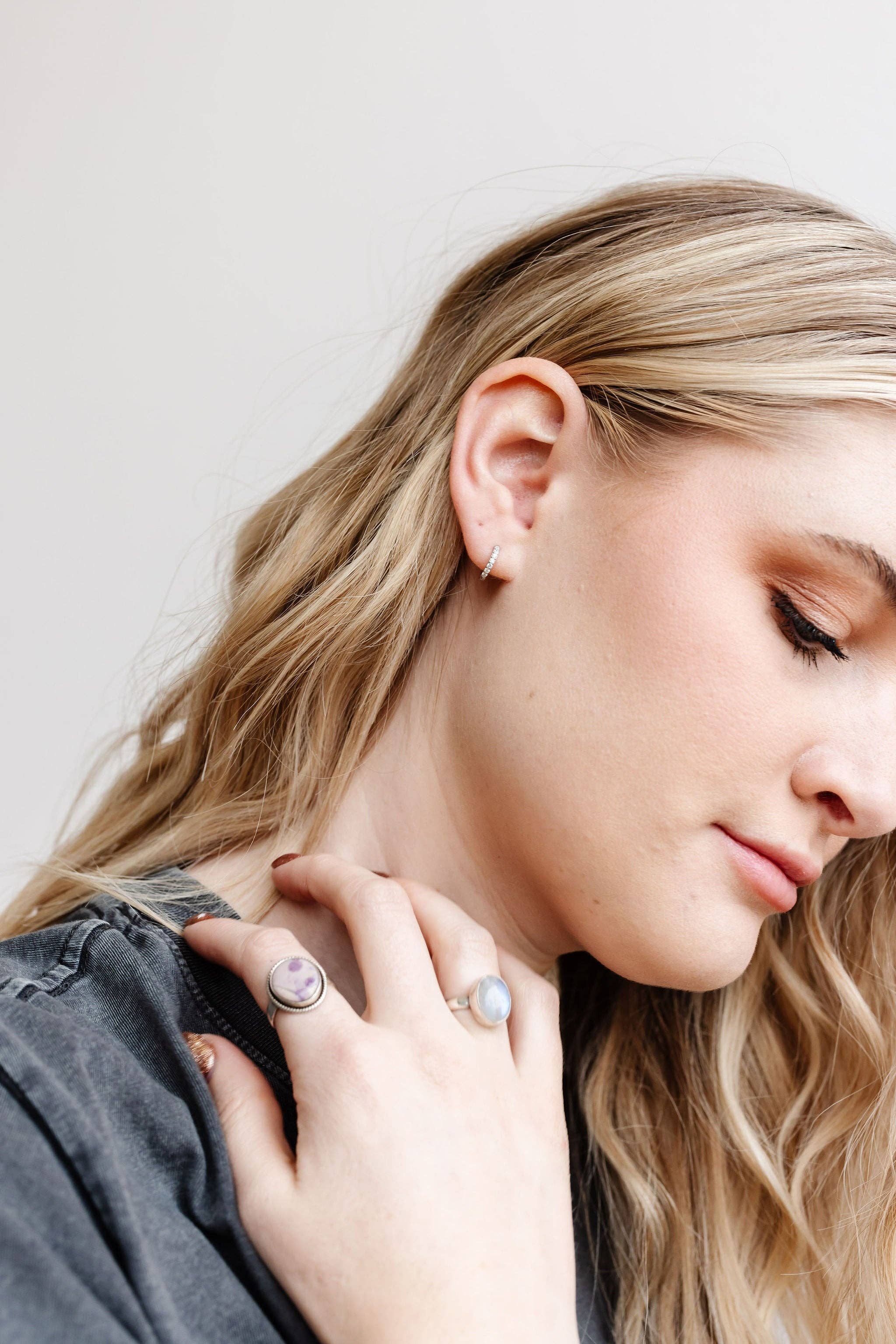 Shop Andi - Wholesale Hoop Earrings - Silver Crystal Hoops - Hypoallergenic1