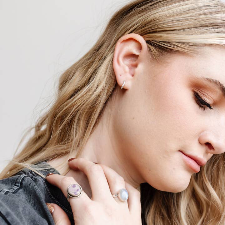 Shop Andi - Wholesale Hoop Earrings - Silver Crystal Hoops - Hypoallergenic1