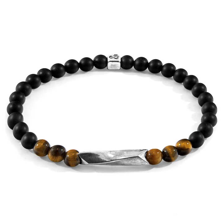Brown Tigers Eye Orinoco Silver and Stone Bracelet for wholesale by ANCHOR & CREW