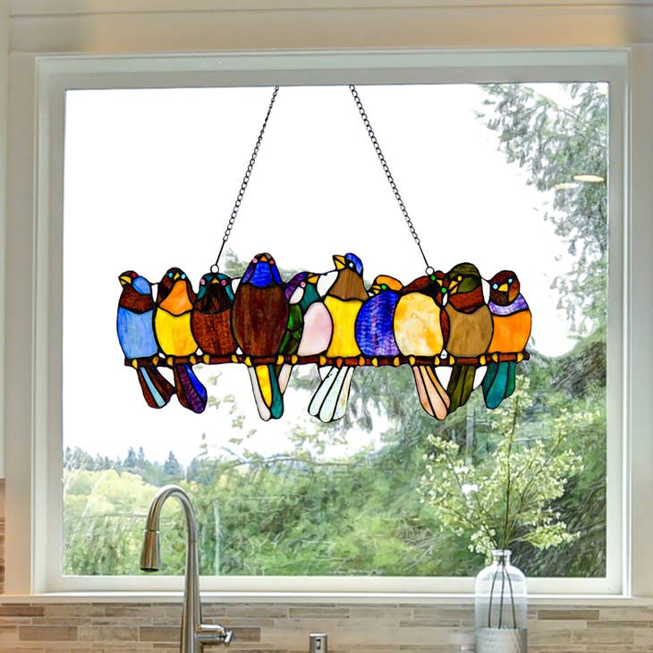 Bird Stained Glass Window Hangings Christmas Gifts Painting Bunting Bird  Stained Glass Suncatcher 