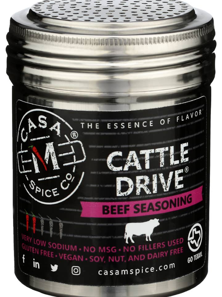 Cattle Drive® Beef Seasoning - Stainless Steel Shaker for wholesale by Casa M Spice Co LLC