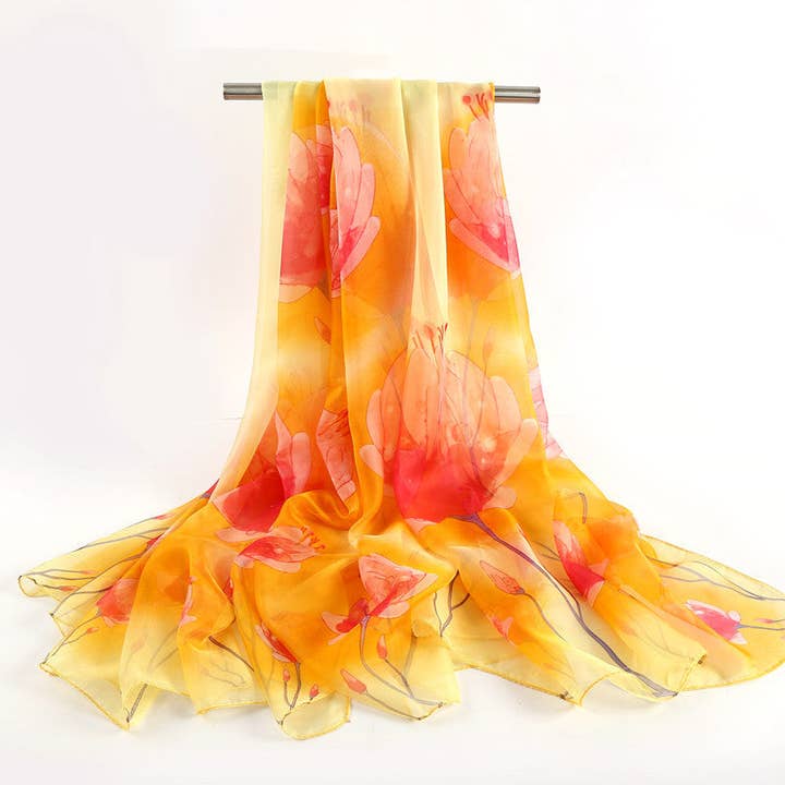 SALINA TRADING INC – wholesale Scarf – Women's – Spring Summer Flower Printed Chiffon Women Scarf1