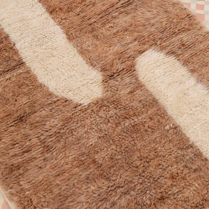 Néda – Engroshandel Løst tæppe – Moderne Beni Ouarain Berber Tæppe Farverigt Brun Beige Mørk Hvid - 158 x 115 cm