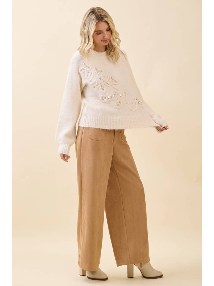 Crème Versierde Gebreide Trui OT51801 voor groothandel op Faire4