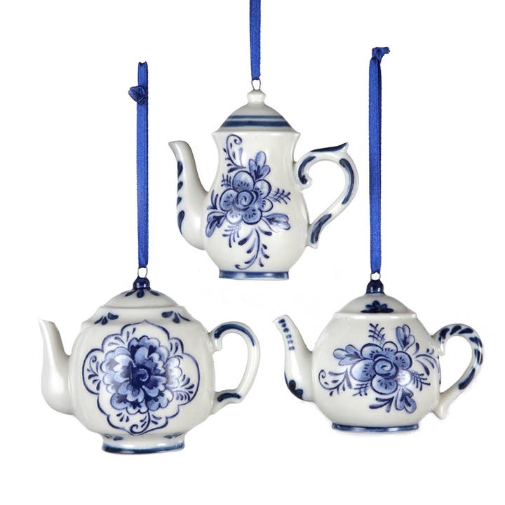 Kurt S. Adler, Inc. - Wholesale Ornament - 2-3"PORCLN DELFT BLUE TEAPOT ORNAMENT 3A