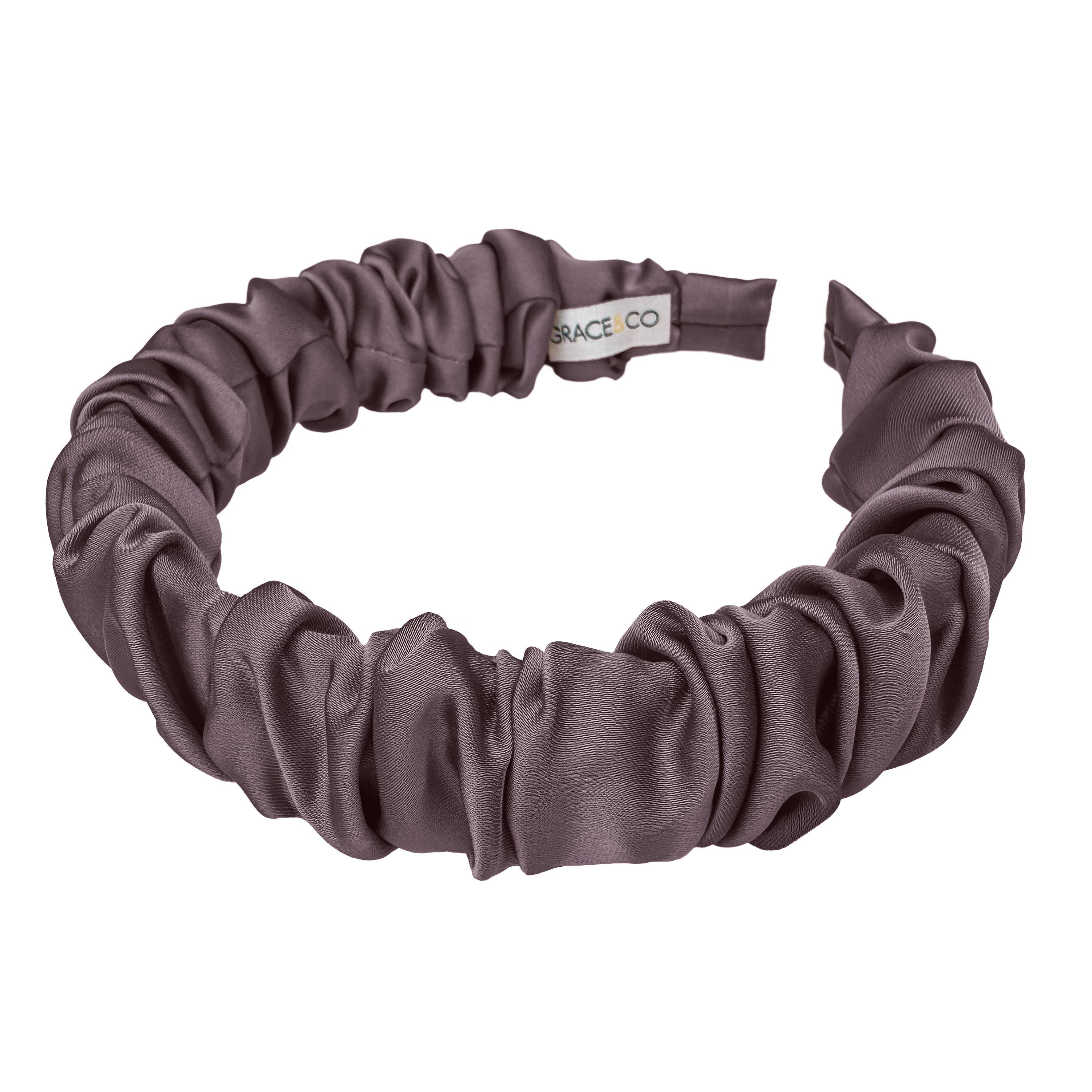 GRACE & COMPANY - Vente Bandeau – femme - Bandeau en satin froncé Gemma - Prune3