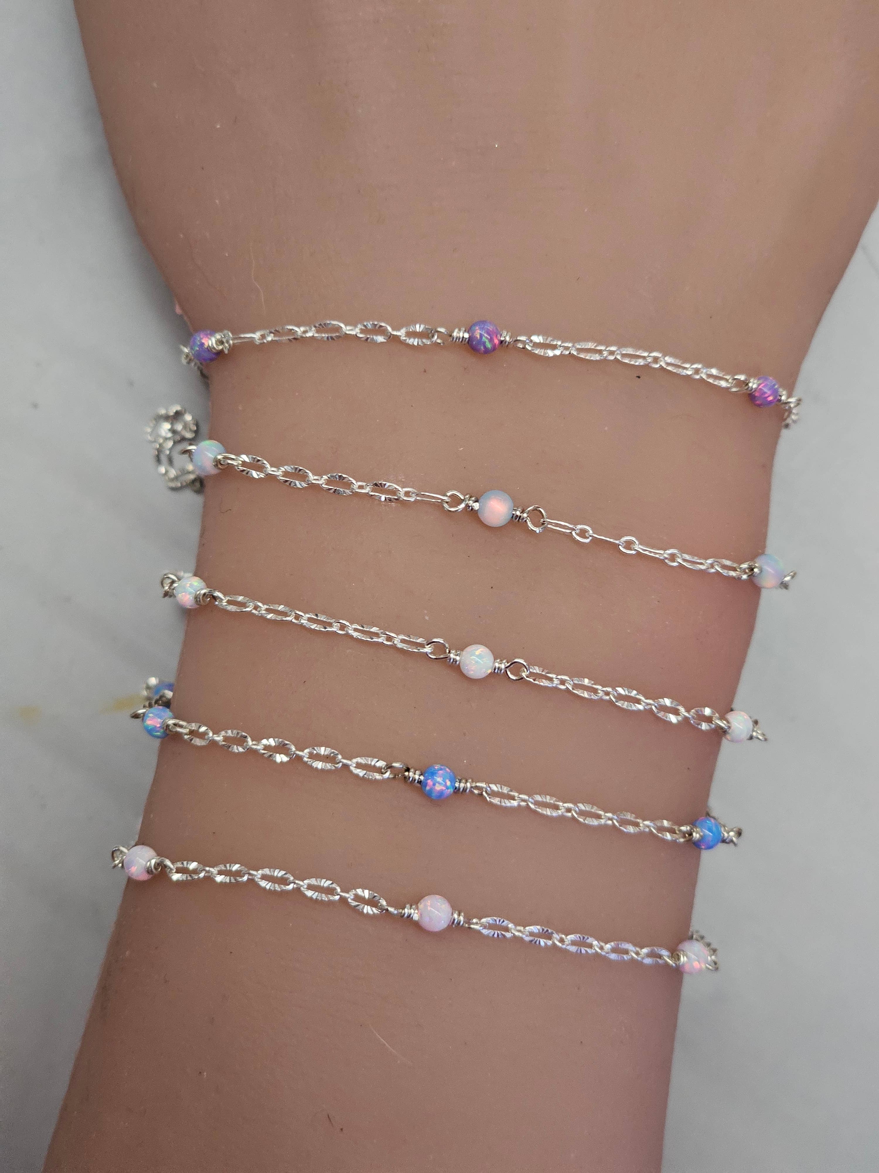 Half Moon Jewelry Designs - Vente Bracelets maillon et chaîne - Chaîne perlée d'opale au mètre, Or rempli/Argent sterling6