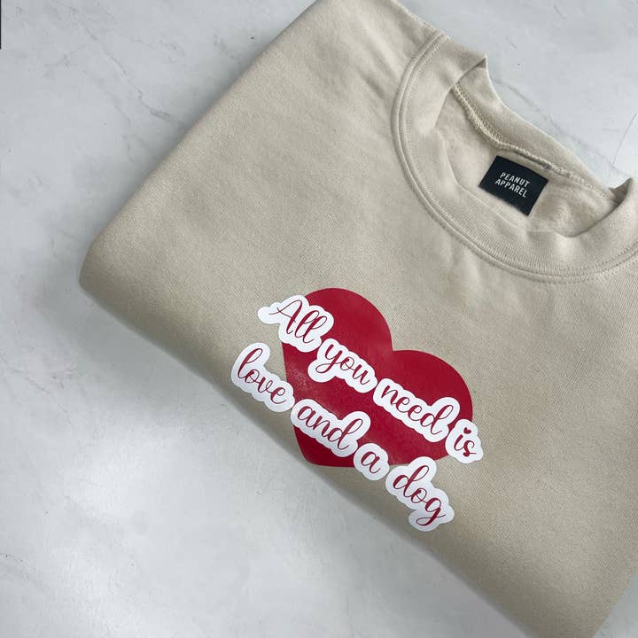 Love and a Dog Sweatshirt for wholesale by Peanut Apparel
