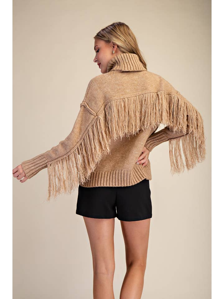 Glam - Wholesale Knit Sweater - Women's - Turtleneck Long-Sleeve Sweater With Fringe Detail21