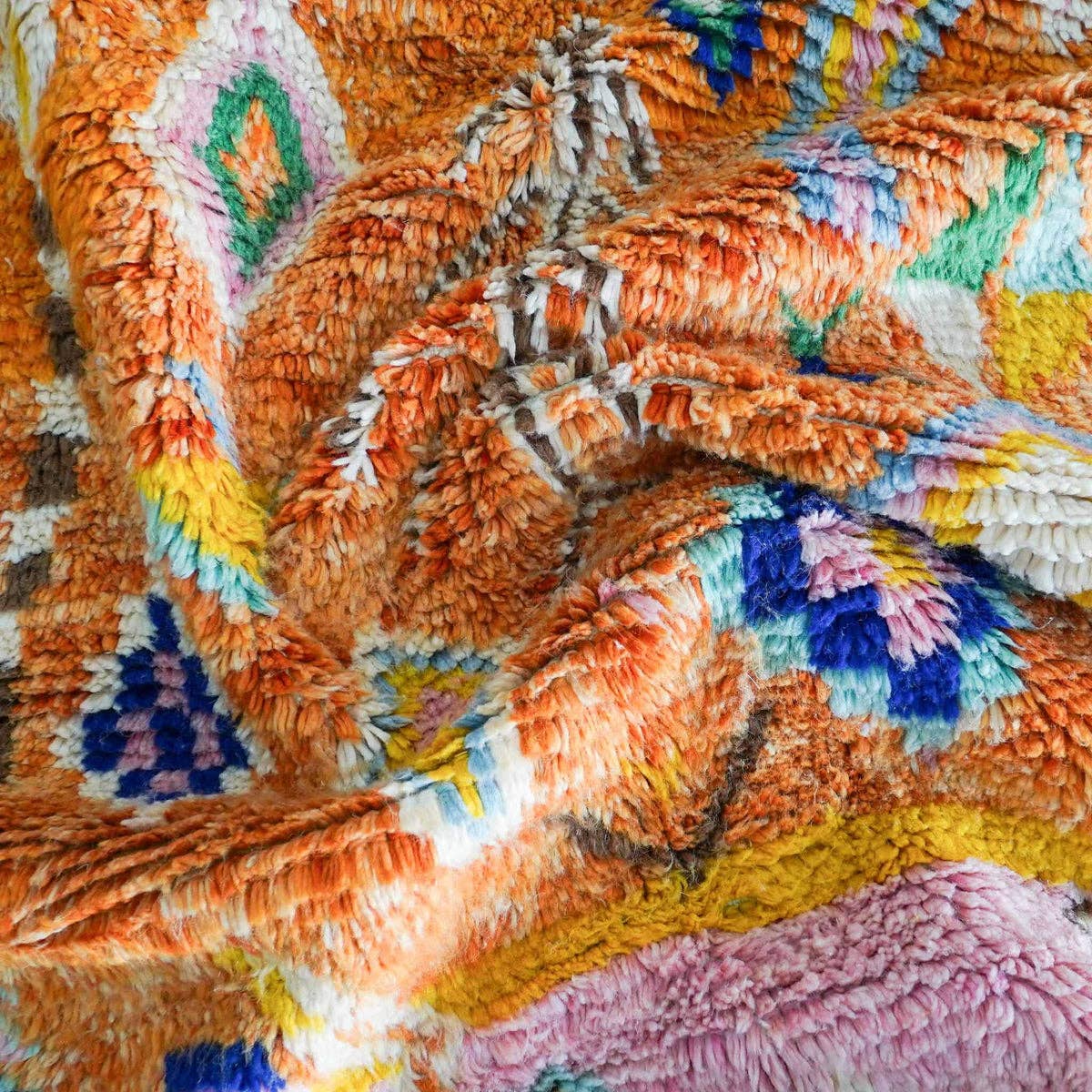 Moroccan Woven Treasures - Wholesale Area Rug - Pink and Orange Moroccan Rug, Handwoven Shag rug, Berber Rug4