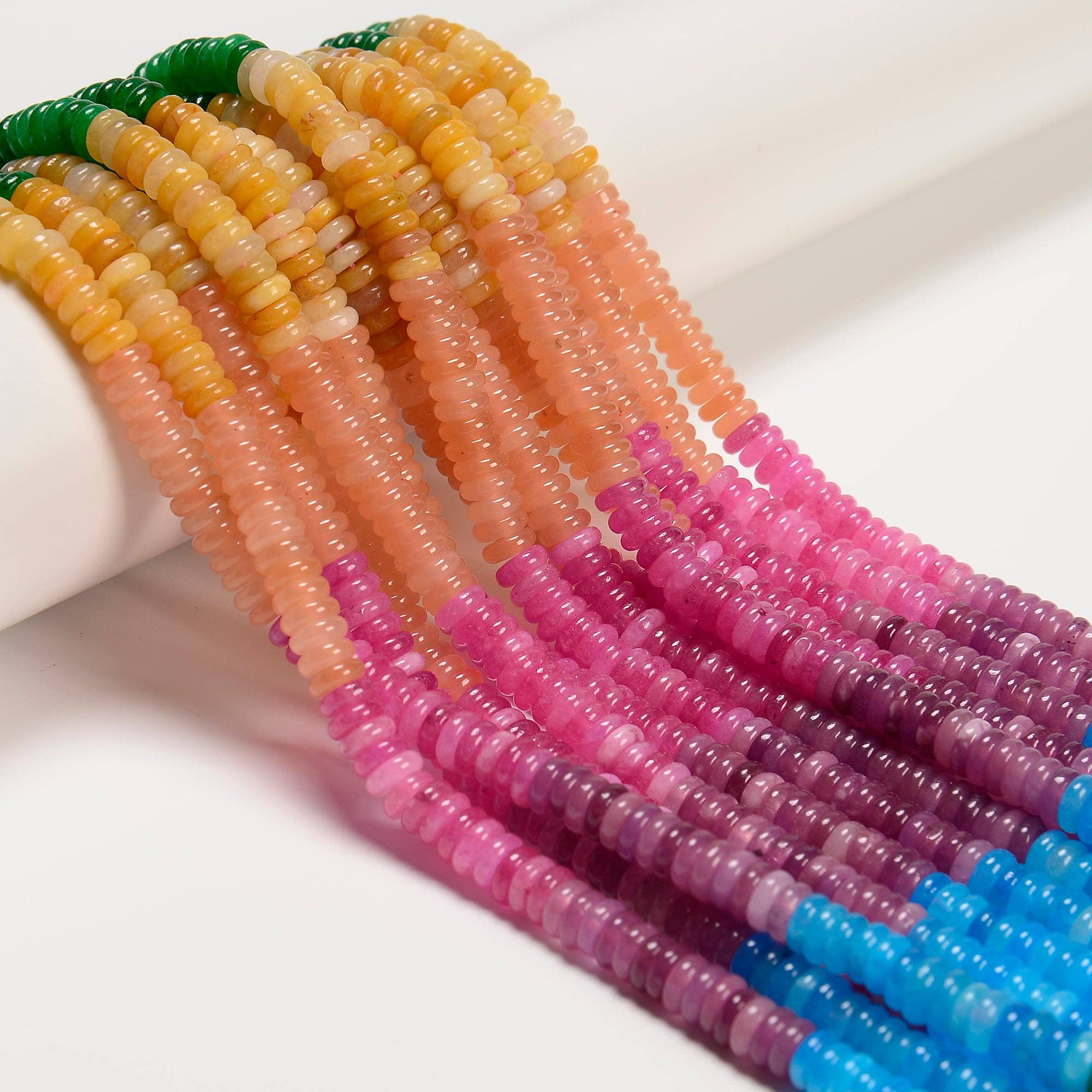 CRCBEADS - Wholesale Beads - 01-Multi-color Gemstone Smooth Rondelle Beads Size 2x6mm 15.5'' Strand0