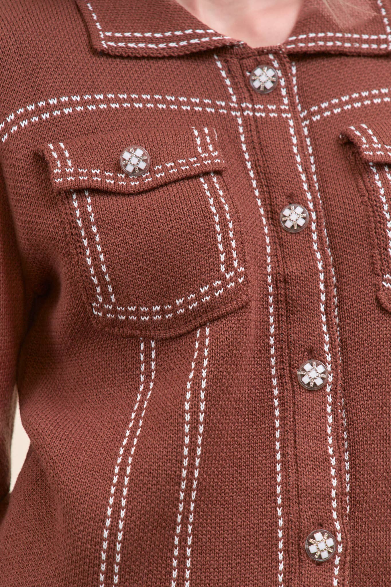 &MERCI - Wholesale Jacket - Women's - DENIM EFFECT KNIT SWEATER JACKET MSW111308