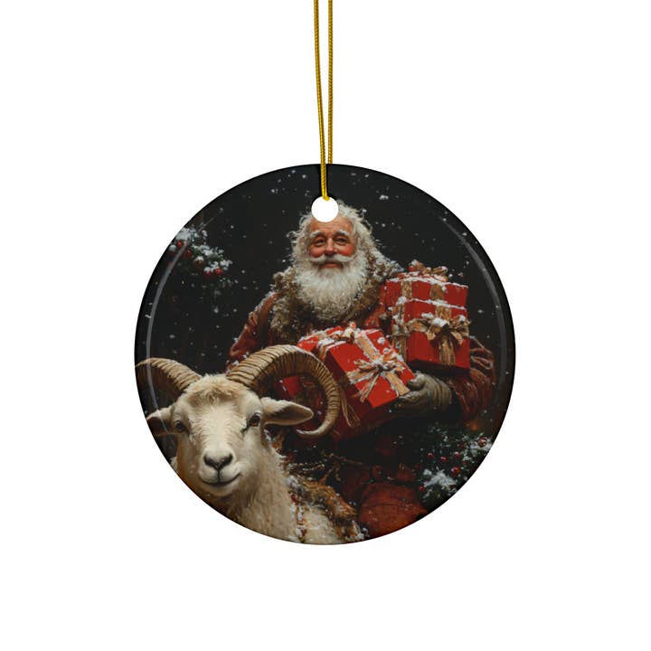Ye Curiosity Shoppe - Wholesale Ornament - Yule Goat & Santa Ceramic Ornament4