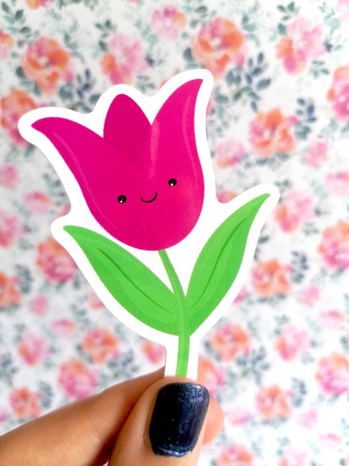 Süße rosa Tulpenaufkleber, wasserdichter Vinylaufkleber für den Großhandel von KimspirationCrafts