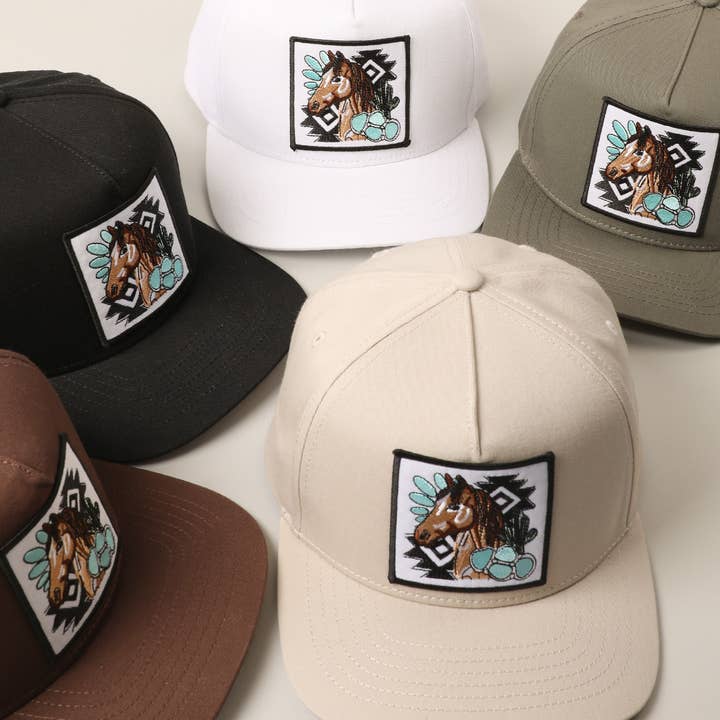 Western Style Horse Embroidery Patch Trucker Hat for wholesale by Fashion City