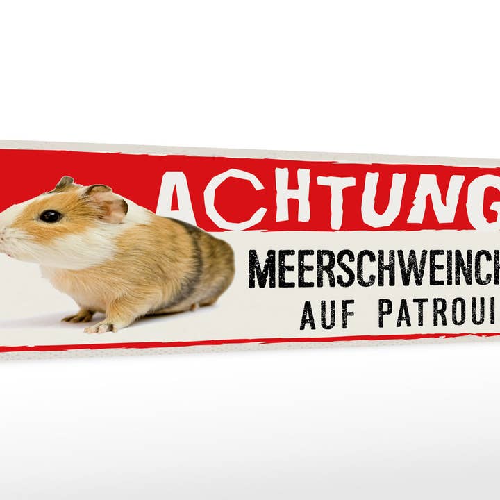 Cartello in legno 46x10 cm Attenzione porcellini d'India in pattuglia per la vendita all'ingrosso da parte di Femer