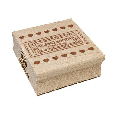Valentine's Day Kissing Booth Raffle Ticket Square Rubber Stamp for Stamping Crafting for wholesale by Sniggle Sloth