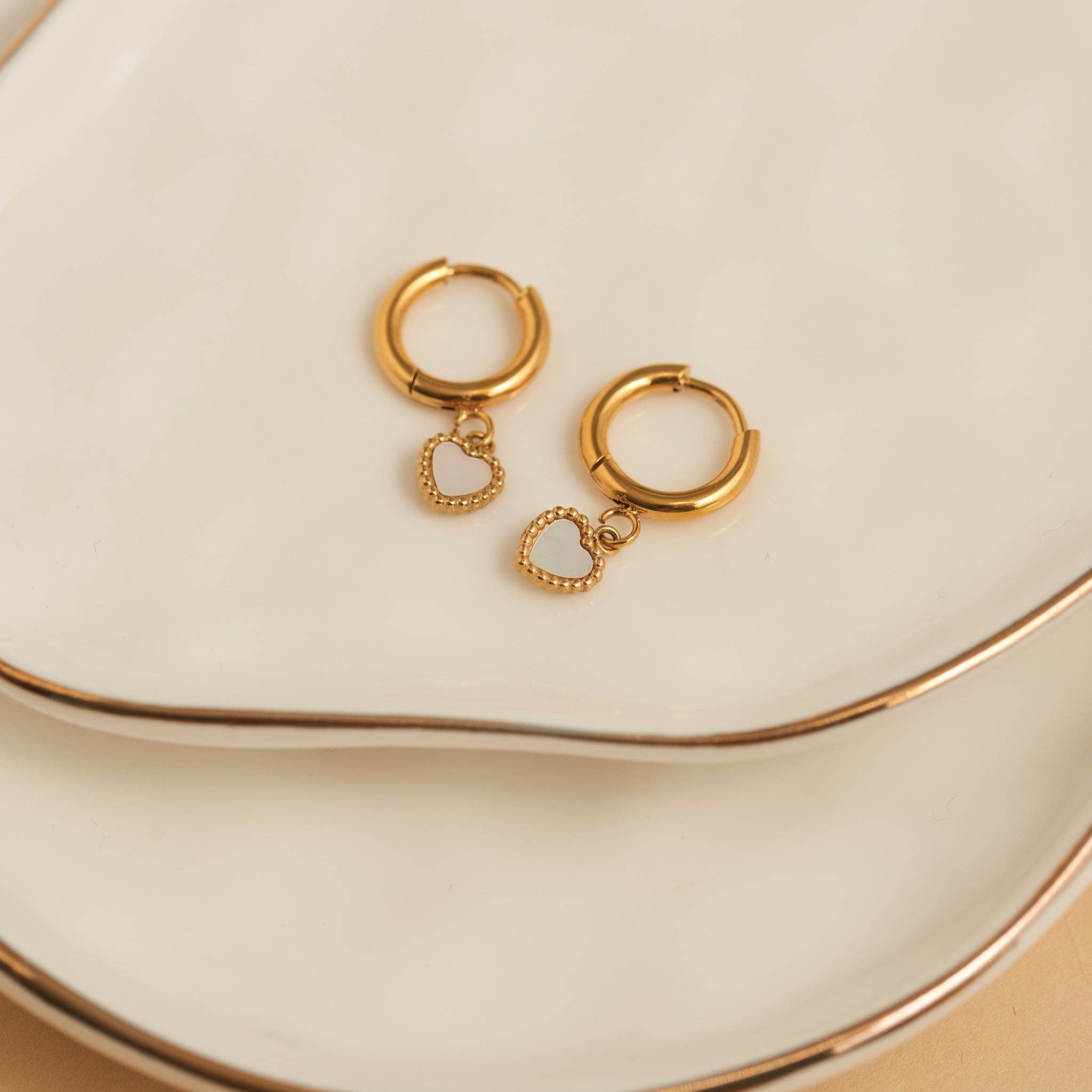 Elsie & Zoey - Wholesale Huggie Earrings - Waterproof Earrings Narelle 18K Gold Heart Huggie Hoop0