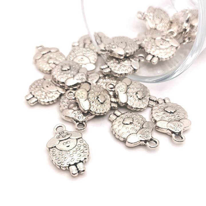 Silver Sheep and Lamb Charms, 20x13mm for wholesale by Guerrilla Charm