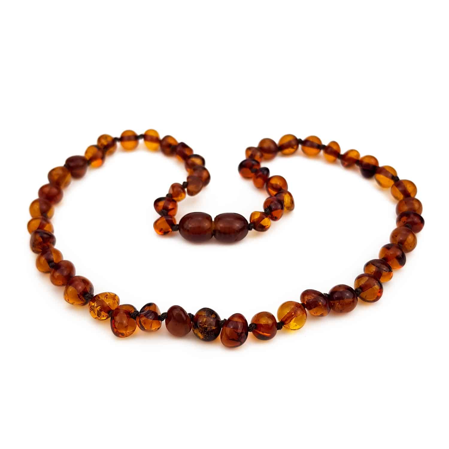 Lille Barn - Wholesale Beaded/Pearl Necklace - Baby/Child - Amber necklace - round beads - 33cm - cognac0