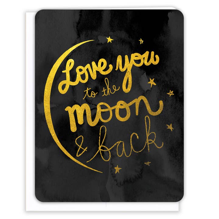 Love You to the Moon Blank Card, Anniversary Greeting Card for wholesale by Paper Loop | Hand-Painted Greeting Cards